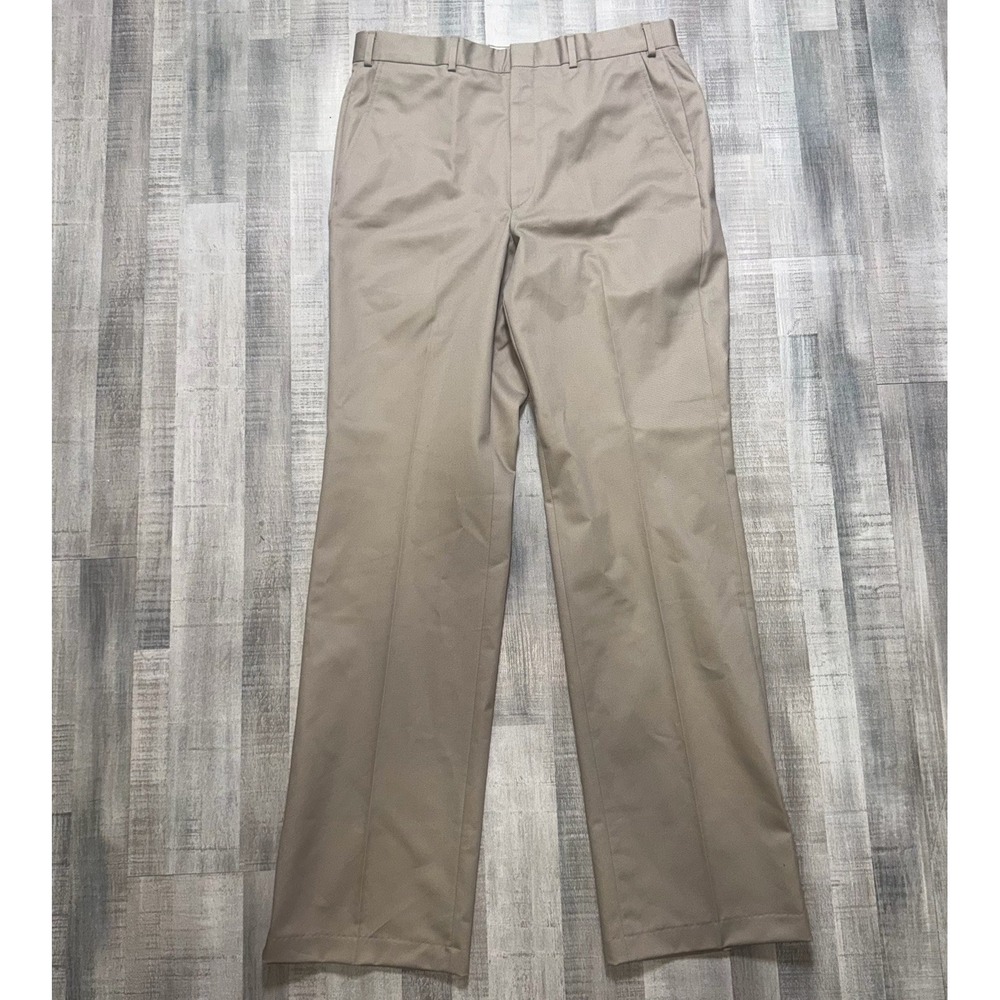 Vintage Orvis Chinos Pants Men 36x35 Khaki Cotton Made in USA Deadstock Flap